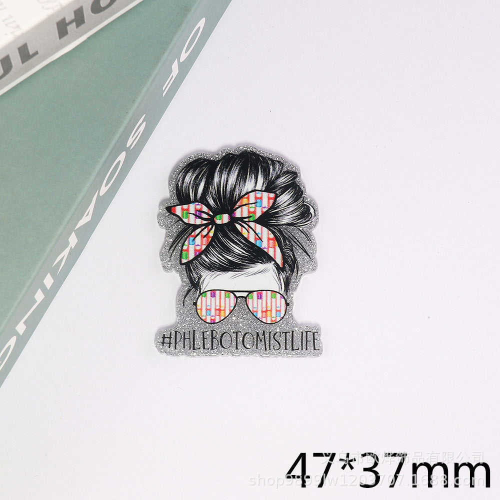 Wholesale 10pcs powder cartoon letter beverage love bag jewelry acrylic pin DIY patch accessories